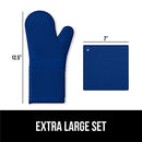 Gorilla Grip Heat and Slip Resistant Silicone Oven Mitts Set, Soft Cotton Lining, Waterproof, BPA-Free, Long Flexible Thick Gloves for Cooking, Kitchen Mitt Potholders, 12.5 in, Black