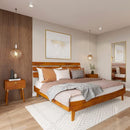 Bme Caden 15" Bed Frame with Adjustable Headboard - Mid Century, Retro Style with Acacia Wood - No Box Spring Needed - Wood Slat Support - Easy Assembly (Caramel, King (U.S. Standard))