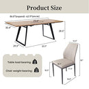 ZckyCine Modern mid-Century Dining Table Dining Table and Chairs for 6 Rectangular Wooden Dining Table Expandable Dining Table Space-Saving Multifunctional Dining Table (Table+6 Brown Chairs)