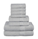 GLAMBURG 8-Piece Towel Set, Contains 2 Oversized Bath Towels 30x54, 2 Hand Towels 16x28, 4 Wash Cloths 13x13 - Quickdry Towel Sets, Ideal for Everyday use, Hotel & Spa - Black