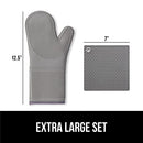 Gorilla Grip Heat and Slip Resistant Silicone Oven Mitts Set, Soft Cotton Lining, Waterproof, BPA-Free, Long Flexible Thick Gloves for Cooking, Kitchen Mitt Potholders, 12.5 in, Black