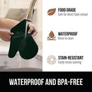 Gorilla Grip Heat and Slip Resistant Silicone Oven Mitts Set, Soft Cotton Lining, Waterproof, BPA-Free, Long Flexible Thick Gloves for Cooking, Kitchen Mitt Potholders, 12.5 in, Black