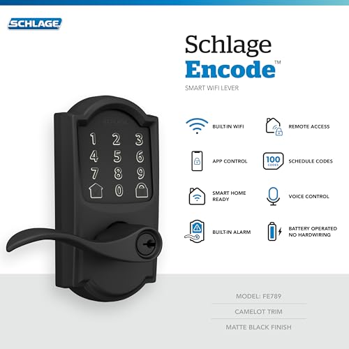 Schlage Encode Smart Wi-Fi Deadbolt with Century Trim in Matte Black