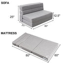 ANONER Fold Sofa Bed Couch Memory Foam with Pillow Futon Sleeper Chair Guest Bed and Fold Out Couch, Washable Cover Twin Size, Dark Gray