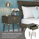 Bme Caden Solid Wood Nightstand/Side Table/End Table, Fully Assembled, with 1-Drawer for Mid Century Bedroom and Living Room, Caramel