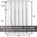 Hotel Style Cotton Shower Curtain with Snap-in Fabric Liner, Mesh Window Top, Honeycomb Waffle Weave Cotton Blend Fabric, Washable, White, 72x72 Inches