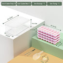 DOQAUS Ice Cube Tray with Lid and Bin, 4 Pack Silicone Plastic Ice Cube Trays for Freezer with Ice Box, Ice Trays with Ice Container, Stackable Ice Tray with Storage Ice Bucket,Ice Tong,Ice Scoop