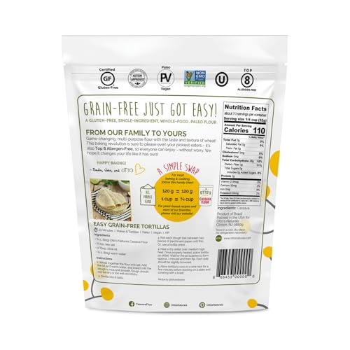 Otto's Naturals Multi-Purpose Cassava Flour, Non-GMO, Gluten-Free, Grain, Nut and Gum-Free, 1-to-1 Wheat Flour Alternative, Paleo, AIP, 2 lb