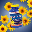 Lekithos 100% All-Natural Sunflower Lecithin Capsules - 120 Count - Rich in Phosphatidyl Choline - Cold Pressed (Solvent Free) - Non-GMO Project Verified - Certified Vegan