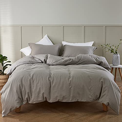 Simple&Opulence French Linen Duvet Cover Set - Twin Size(68" x 86")- 2 Pieces (1 Comforter Cover,1 Pillowcase)- Natural Flax Cotton Blend-Solid Color Breathable Farmhouse Bedding-Forest Green