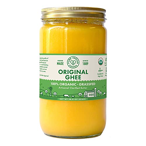 Copy of Pure Indian Foods Organic Grassfed Original Ghee, 14 oz, Pasture Raised, Gluten-Free, Non-GMO, Paleo, Keto-Friendly Cooking Fat/Oil, Clarified Butter (16 fl oz / 1 pint)