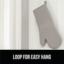 Gorilla Grip Heat and Slip Resistant Silicone Oven Mitts Set, Soft Cotton Lining, Waterproof, BPA-Free, Long Flexible Thick Gloves for Cooking, Kitchen Mitt Potholders, 12.5 in, Black