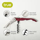 True TrueTap Double Hinged Waiter’s Corkscrew, Matte Black Bottle Opener with Foil Cutter, Wine Key