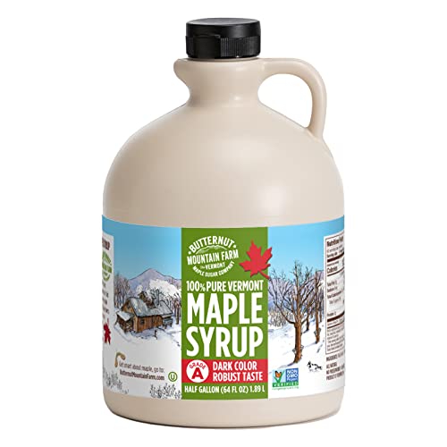 Butternut Mountain Farm Pure Vermont Maple Syrup, Grade A, Amber Color, Rich Taste, All Natural, Easy Pour Jug, 32 Fl Oz, 1 Qt