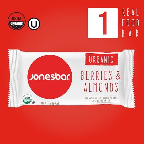 JONESBAR (Variety Pack, 12 Count (Pack of 1)), USDA Organic Fruit & Nut Bar, Non-GMO, Kosher, Vegan, Gluten Free, Simple Snack Bar