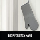 Gorilla Grip Heat and Slip Resistant Silicone Oven Mitts Set, Soft Cotton Lining, Waterproof, BPA-Free, Long Flexible Thick Gloves for Cooking, Kitchen Mitt Potholders, 12.5 in, Black