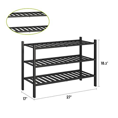 BMOSU 2-Tier Bamboo Shoe Rack Premium Stackable Shoe Shelf Storage Organizer for Hallway Closet Living Room Entryway Organizer (Natural Bamboo)