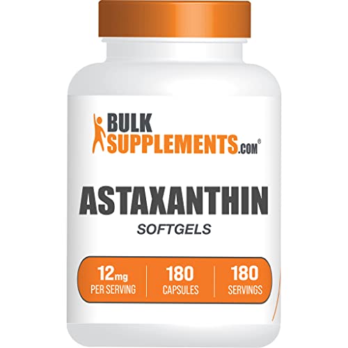 BULKSUPPLEMENTS.COM Astaxanthin 12mg 180 Softgels - Astaxanthin Supplement - Astaxanthin Pills - Antioxidants Supplement - Eye Supplements - 1 Astaxanthin Softgel per Serving (180 Softgels)