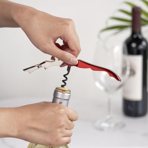 True TrueTap Double Hinged Waiter’s Corkscrew, Matte Black Bottle Opener with Foil Cutter, Wine Key