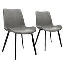 CangLong Modern ‎Faux Leather Dining Chairs, PU Cushion Seat Back，Metal Legs for Kitchen Dining Room Side Chair, Set of 2, Brown