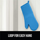 Gorilla Grip Heat and Slip Resistant Silicone Oven Mitts Set, Soft Cotton Lining, Waterproof, BPA-Free, Long Flexible Thick Gloves for Cooking, Kitchen Mitt Potholders, 12.5 in, Black