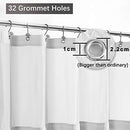 Hotel Style Cotton Shower Curtain with Snap-in Fabric Liner, Mesh Window Top, Honeycomb Waffle Weave Cotton Blend Fabric, Washable, White, 72x72 Inches