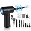 Aoutrow Electric Air Duster, Powerful Air Blower for Computer Car Cleaning Reusable Power 100000 RPM Motor, 3 Adjustable Speed Keyboard Cleaner Kit with 4 Nozzles & 4 Brushes