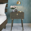 Bme Caden Solid Wood Nightstand/Side Table/End Table, Fully Assembled, with 1-Drawer for Mid Century Bedroom and Living Room, Caramel