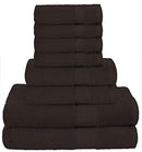 GLAMBURG 8-Piece Towel Set, Contains 2 Oversized Bath Towels 30x54, 2 Hand Towels 16x28, 4 Wash Cloths 13x13 - Quickdry Towel Sets, Ideal for Everyday use, Hotel & Spa - Black