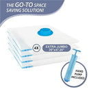 20 Pack Vacuum Storage Bags, Space Saver Bags (4 Jumbo/4 Large/4 Medium/4 Small/4 Roll) Compression for Comforters and Blankets, Sealer Clothes Storage, Hand Pump Included