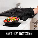 Gorilla Grip Heat and Slip Resistant Silicone Oven Mitts Set, Soft Cotton Lining, Waterproof, BPA-Free, Long Flexible Thick Gloves for Cooking, Kitchen Mitt Potholders, 12.5 in, Black