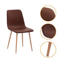 CangLong Modern ‎Faux Leather Dining Chairs, PU Cushion Seat Back，Metal Legs for Kitchen Dining Room Side Chair, Set of 2, Brown