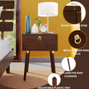 Bme Caden Solid Wood Nightstand/Side Table/End Table, Fully Assembled, with 1-Drawer for Mid Century Bedroom and Living Room, Caramel