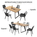 ZckyCine Modern mid-Century Dining Table Dining Table and Chairs for 6 Rectangular Wooden Dining Table Expandable Dining Table Space-Saving Multifunctional Dining Table (Table+6 Brown Chairs)