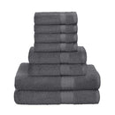 GLAMBURG 8-Piece Towel Set, Contains 2 Oversized Bath Towels 30x54, 2 Hand Towels 16x28, 4 Wash Cloths 13x13 - Quickdry Towel Sets, Ideal for Everyday use, Hotel & Spa - Black