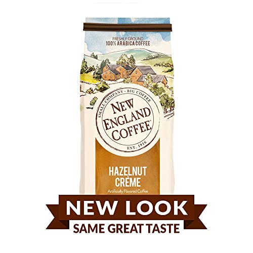 New England Coffee Hazelnut Crème Medium Roast Ground Coffee, 22oz Bag (Pack of 1)