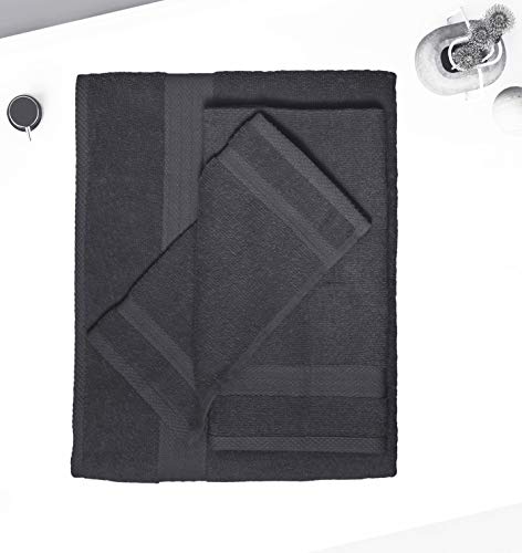 GLAMBURG 8-Piece Towel Set, Contains 2 Oversized Bath Towels 30x54, 2 Hand Towels 16x28, 4 Wash Cloths 13x13 - Quickdry Towel Sets, Ideal for Everyday use, Hotel & Spa - Black
