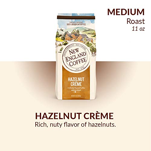 New England Coffee Hazelnut Crème Medium Roast Ground Coffee, 22oz Bag (Pack of 1)