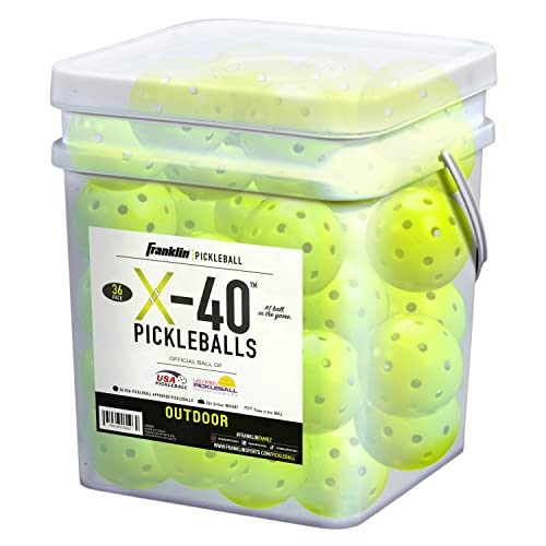 Franklin Sports Outdoor- X-40 Pickleball Balls - USA Pickleball (USAPA) Approved - 3 Pack Outside Pickleballs - Optic Yellow - US Open Ball