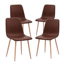 CangLong Modern ‎Faux Leather Dining Chairs, PU Cushion Seat Back，Metal Legs for Kitchen Dining Room Side Chair, Set of 2, Brown