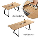 ZckyCine Modern mid-Century Dining Table Dining Table and Chairs for 6 Rectangular Wooden Dining Table Expandable Dining Table Space-Saving Multifunctional Dining Table (Table+6 Brown Chairs)