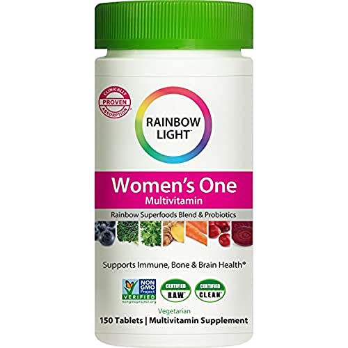 Rainbow Light Multivitamin for Women, Vitamin C, D & Zinc, Probiotics, Women’s One Multivitamin Provides High Potency Immune Support, Non-GMO, Vegetarian, 60 Tablets