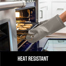 Gorilla Grip Heat and Slip Resistant Silicone Oven Mitts Set, Soft Cotton Lining, Waterproof, BPA-Free, Long Flexible Thick Gloves for Cooking, Kitchen Mitt Potholders, 12.5 in, Black