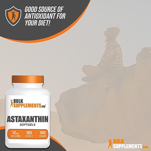 BULKSUPPLEMENTS.COM Astaxanthin 12mg 180 Softgels - Astaxanthin Supplement - Astaxanthin Pills - Antioxidants Supplement - Eye Supplements - 1 Astaxanthin Softgel per Serving (180 Softgels)
