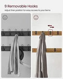 VASAGLE Coat Rack, Hall Tree with Shoe Bench for Entryway, Entryway Bench with Coat Rack, 4-in-1, with 9 Removable Hooks, a Hanging Rod, 13.3 x 28.3 x 72.1 Inches, Rustic Brown and Black UHSR40B
