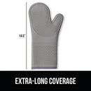 Gorilla Grip Heat and Slip Resistant Silicone Oven Mitts Set, Soft Cotton Lining, Waterproof, BPA-Free, Long Flexible Thick Gloves for Cooking, Kitchen Mitt Potholders, 12.5 in, Black
