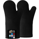 Gorilla Grip Heat and Slip Resistant Silicone Oven Mitts Set, Soft Cotton Lining, Waterproof, BPA-Free, Long Flexible Thick Gloves for Cooking, Kitchen Mitt Potholders, 12.5 in, Black