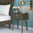 Bme Caden Solid Wood Nightstand/Side Table/End Table, Fully Assembled, with 1-Drawer for Mid Century Bedroom and Living Room, Caramel