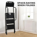 HBTower 3 Step Ladder, Folding Step Stool with Wide Anti-Slip Pedal, 500lbs Sturdy Steel Ladder, Convenient Handgrip, Lightweight, Portable Steel Step Stool, Black