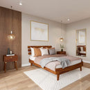 Bme Caden 15" Bed Frame with Adjustable Headboard - Mid Century, Retro Style with Acacia Wood - No Box Spring Needed - Wood Slat Support - Easy Assembly (Caramel, King (U.S. Standard))